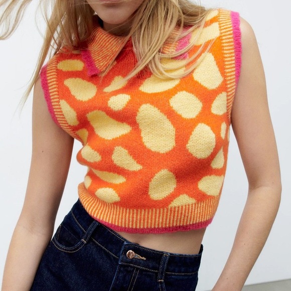 Zara JACQUARD KNIT VEST - Picture 2 of 9